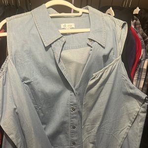 d & co cold shoulder denim blouse
